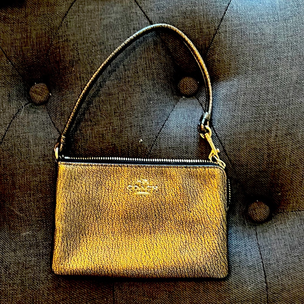 Coach leather coin purse w/ strap